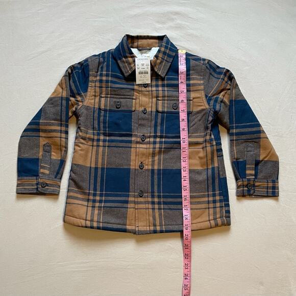 J. Crew Factory Navy and Orange Plaid Sherpa Lined Shacket Size XS 4 - 5 - Picture 4 of 9